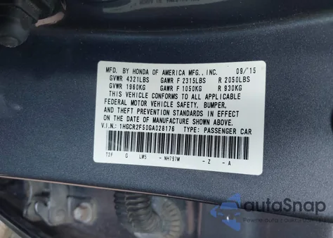 2016 Honda Accord Sport z USA, uszkodzony, nr VIN 1HGCR2F50GA028176